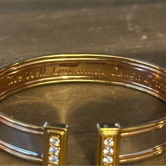 The Bradford Exchange 24K plated two tone Live, Love, Laugh cuff bracelet - Picture 7 of 9